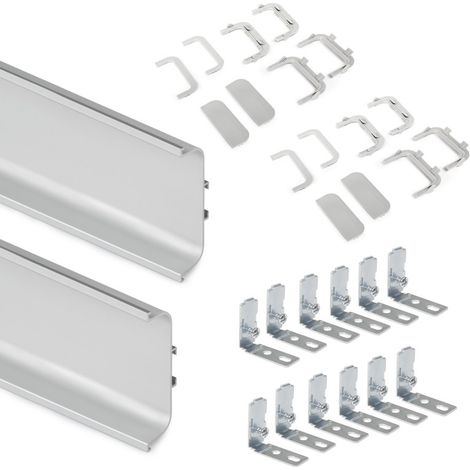 Emuca Kit de 2 perfiles centrales Gola para muebles de cocina, longitud 2,35m, con accesorios, Aluminio, Anodizado mate