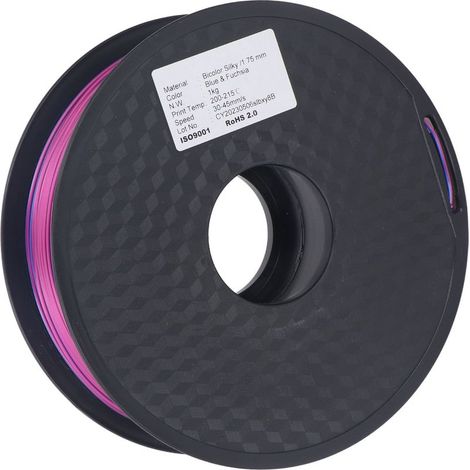 Filament de soie PLA 1,75 mm, bleu-rouge violacé bicolore brillant, consommable pour imprimante 3D (1/5)