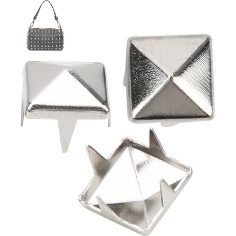 400 pièces 4-7mm tête de clou pyramide carré en laiton bricolage artisanat du cuir Rivets vêtements sacs à chaussures accessoires de décoration en cuir (4mm) (1/5)