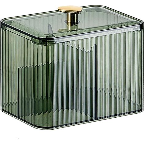 Boîte à cotons-tiges avec couvercle, boîte de rangement pour cotons-tiges de salle de bain, pour cotons-tiges, cotons-tiges et cosmétiques (vert)