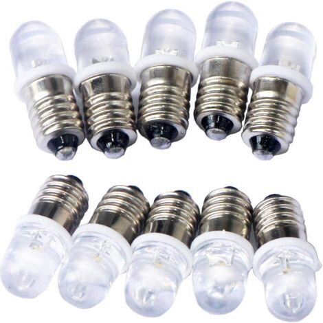 LED-Glühbirnen mit E10-Schraubgewinde, DC12 V, Warmweiß, 10 Stück