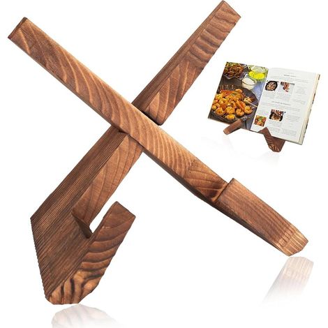 Support Livre de Cuisine et Porte-Livre de Recette en Bois – Porte-Livres Cuisine en Bois Support Tablette Présentoir Livres (1/5)