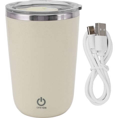 Elektrischer 350-ml-USB-Kaffeemixer, auslaufsicher, mit automatischem Rührwerk, hellgelb (1/5)