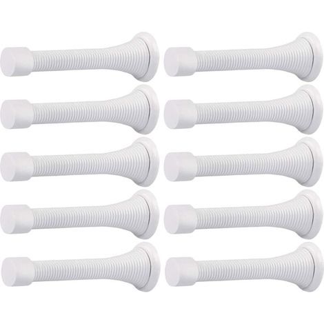 Set da 10 paracolpi a molla con fissaggio a parete, dotati di punta in gomma flessibile e resistente (bianco) (1/4)