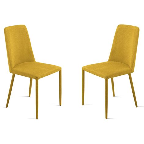Sedia imbottita in tessuto Giallo ETTORE 2 sedie (1/5)