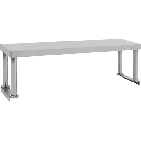 Étagère pour poste de travail en acier inoxydable, argentée, 120 x 30 x 35 cm - PANGIVO (1/4)