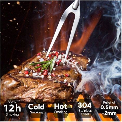 Générateur de fumée froide avec poignée, générateur de fumée froide en acier inoxydable M, jusqu'à 20 heures de fumée froide, pour barbecue, fumoir (1/3)