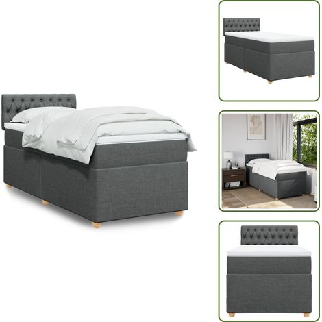 Boxspringbett mit Matratze Dunkelgrau 90x190 cm Stoff - Boxspringbett - Doppelbett - Schlafsystem - Bettsofa - Polsterbett (1/5)