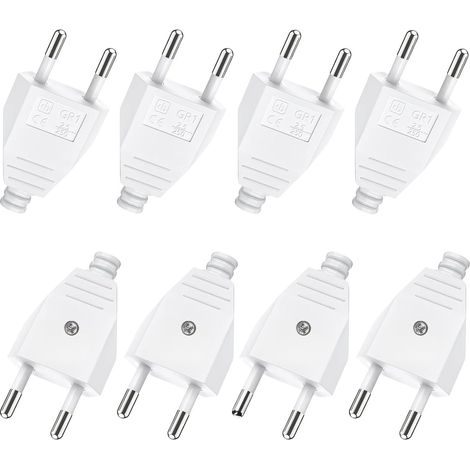 8 Pièces Prise Electrique Male avec Tournevis, 250V 2.5A Prise Male Plate Fiche Male Prise Electrique pour Lampes Petits Electroménagers Ventilateurs, Fiche Euro Schuko, Prise Male Etanche Exterieur (1/5)