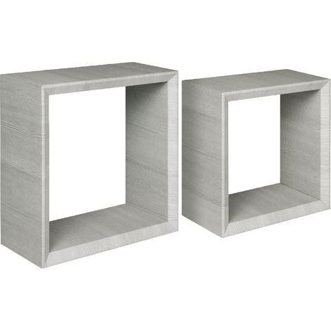 Étagère Décoration Murale - Salon, Chambre, Bureau - MDF, Chêne Gris 35 X 35 X 15,5/30 X 30 X 15,5