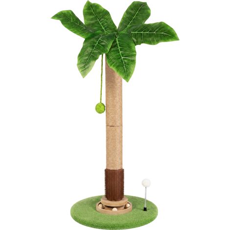 Skylos Cat Scratching Post Palm Tree Cat Scratcher With Brush Toy Indoor Green (1/5)
