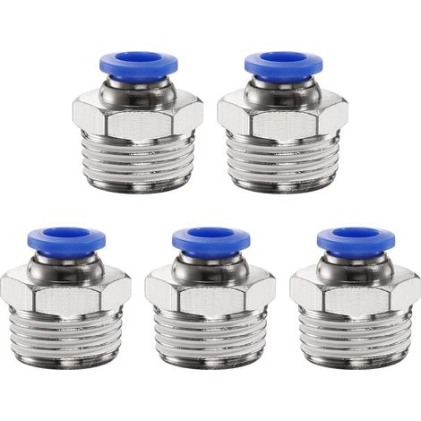 5pcs Raccord Pneumatique 8mm Tube OD x 1/2" NPT PC8-N04 Bleu (1/5)
