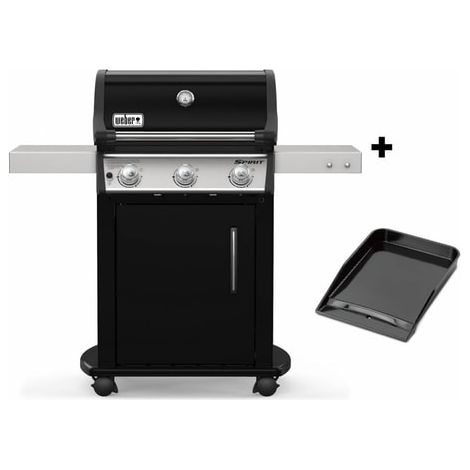 Weber – Barbecue à gaz portable 3 brûleurs – Plancha émaillée intégrée – Grille de cuisson – Pour cuisson familiale