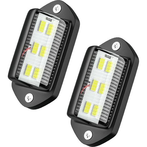 2 Stück LED-Kennzeichenbeleuchtung, DC12–24 V, 6 LEDs, wasserdicht, Rücklicht, Kennzeichenbeleuchtung für Fahrzeug, LKW, Van, SUV, Anhänger, Van, Wohnmobil, Wohnmobil, Schwarz