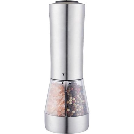 Macina sale e pepe elettrico 2 in 1 - Macinino in ceramica regolabile - Argento (1/4)
