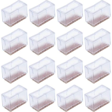 Lot de 16 patins carrés pour pieds de chaise, protections carrées pour pieds de meubles/tables/sols, tapis antidérapants rectangulaires en PVC (1/5)