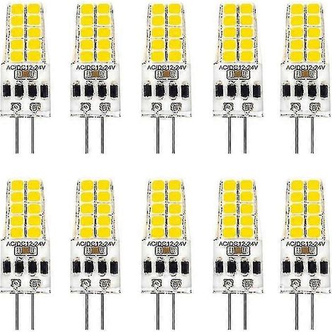 Lot de 10 ampoules LED G4 AC/DC 12-24 V, 3 W, 20 LED, angle de diffusion 360°, culot SMD 2835 (équivalent 30 W). (1/5)