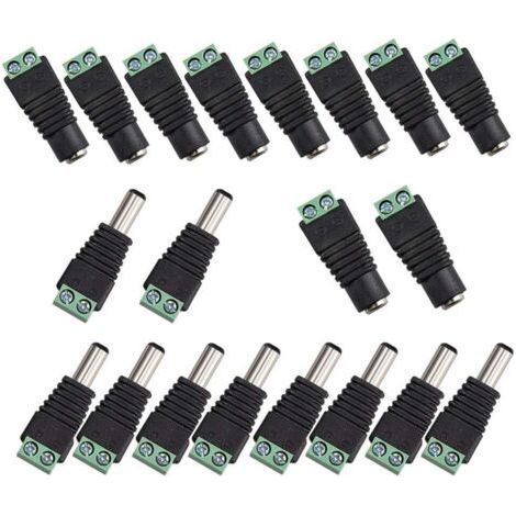 20Pcs DC d'alimentation Connecteur Mâle/Femelle 2,1 x 5,5 mm Fiche 12V Prise Jack Adaptateurs, pour Prise pour caméra de DVR Système de sécurité lumière LED (1/5)
