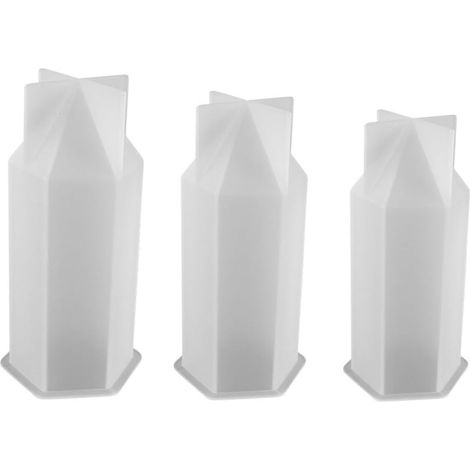 3pièces Lot De Moules à Bougies Silicone Pour Époxy à Six Bords Facile à Utiliser Nettoyer (1/5)