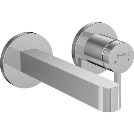 Robinet de lavabo encastré - Pour montage mural - Avec bonde de vidage non verrouillable - Robinet de salle de bain économiseur d'eau - Chromé - Longueur de sortie : 168 mm (1/5)