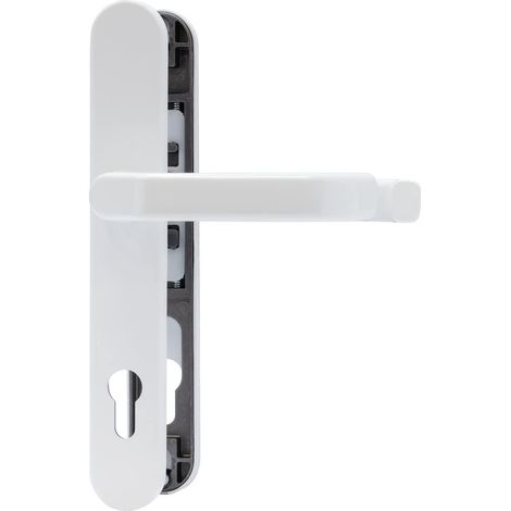 Ferrure de porte d'entrée avec poignée de porte double face pour portes étroites Blanc