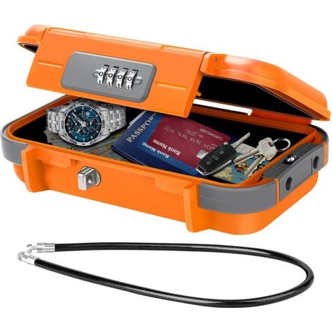 Caja fuerte portátil, mini caja fuerte de viaje impermeable antirrobo con cable metálico extraíble, caja fuerte de seguridad para el hogar, la oficina, el hotel, los viajes, etc. (1/5)