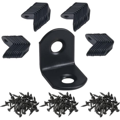 40 Pièces Equerre Metal 20x20x16 mm, Equerre Fixation en Forme L, Équerre de Fixation avec Vis, Noir (1/5)