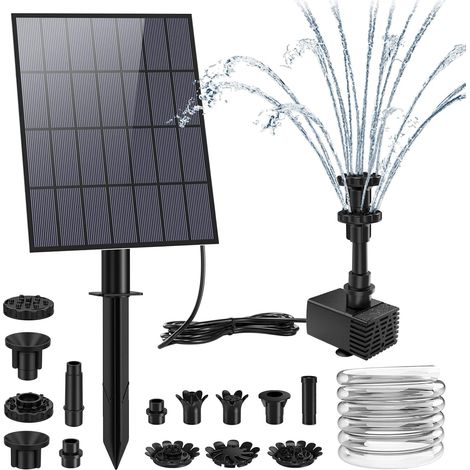 1 Fontaine Solaire, Pompe 3,5 W, Buses Multiples, Tuyau 1,5 M, Piquet, Pour Jardin, Étang, Bain D'oiseaux (1/5)