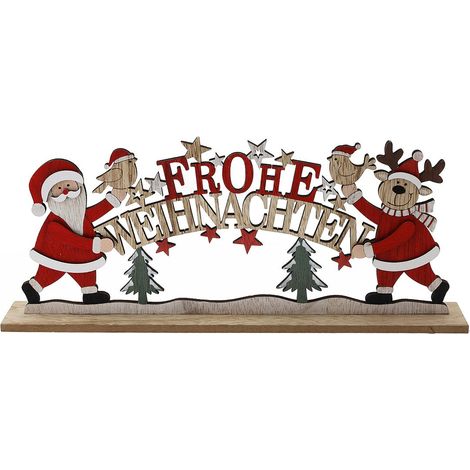 Schriftzug Frohe Weihnachten aus Holz, 33 x 14 cm Deko Weihnachten