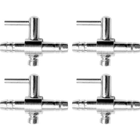 Lot de 4 Robinet de Réglage d'air pour Aquarium en Acier Inoxydable - Robinet à Sens Unique avec Levier pour Régulation Précise de Pompe à Air et Distribution Multi-Sorties