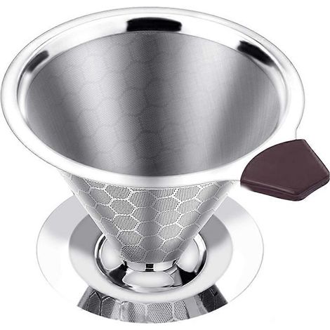 Filtre à café à filtre réutilisable en acier inoxydable, cafetière à filtre conique, filtres à café en maille. (1/5)