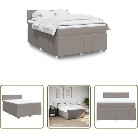vidaXL Taschenfederkern - Boxspringbett mit Matratze Taupe 140x200 cm Stoff (1/5)