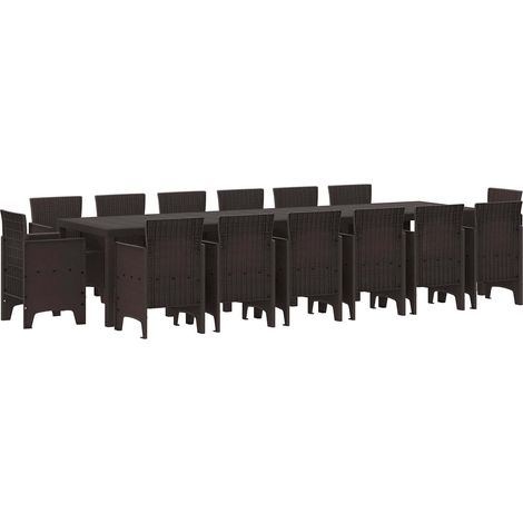 Garten Essgruppe 15 pcs Braun Polt Rattan (1/4)