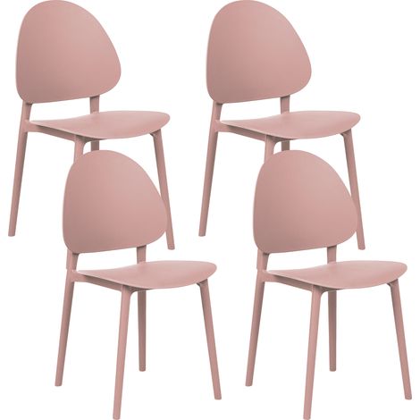 Conjunto de 4 sillas de jardín de plástico para interior y exterior sin reposabrazos rosa Ceara