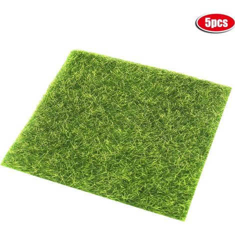 Gazon Artificiel - Matériau Écologique Résistant Aux Intempéries - Pour Paysage Diy Et Micro Jardinage - Lot De 5 Pièces (1/5)