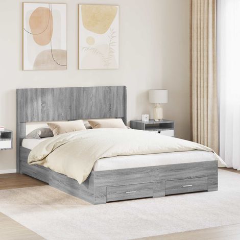 Teenpull – Bettgestell mit Stauraum und Kopfteil Grau Sonoma 140 x 190 cm (1/5)