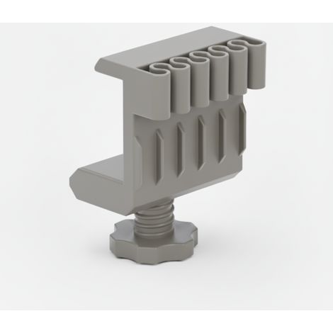 Soporte para cables de escritorio, organizador de cables gris con abrazadera