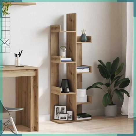 Bibliothèque - 856695 - chêne artisanal - 48 x 25,5 x 140 cm - bois d'ingénierie (1/5)