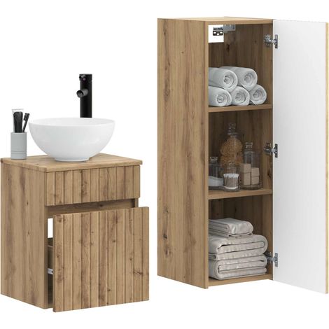 Maison Exclusive - Set di mobili per il bagno 2 pz Rovere Artigianale (1/5)