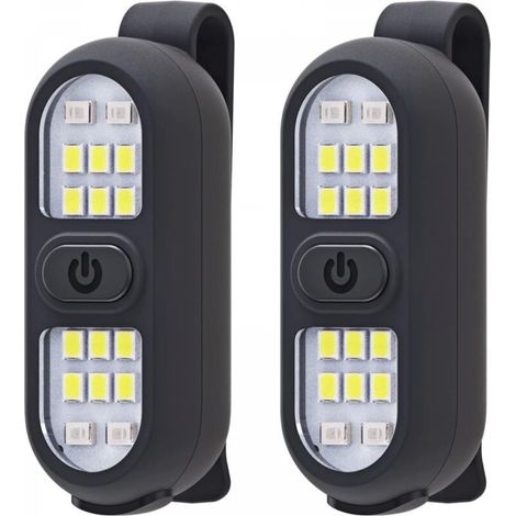 Lampe torche à clip, noire, 5,82,22,3 cm, lot de 2, lampe pour coureur/cycliste, lampe de sécurité rechargeable pour la marche nocturne, portable. (1/5)