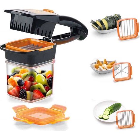 Coupe legumes sept en un mini hachoir manuel avec conteneur pour oignon ail tomate et oeuf ustensile de cuisine polyvalent