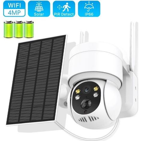 Cellfast – Caméra de surveillance extérieure sans fil 4MP – Vision nocturne couleur 20m – Détection PIR – Étanche IP66 – Batterie solaire 7800mAh (1/4)