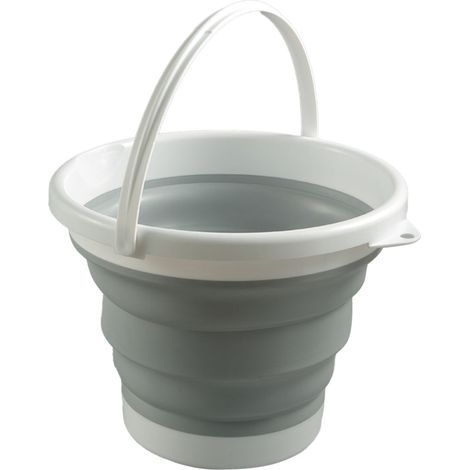 Seau pliable TPR PP 10L robuste et portable, seau pliant gris pour lavage auto extérieur et jardin (1/5)