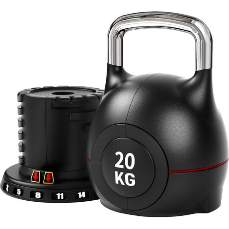 Kettlebell Verstellbare 2-20 kg Kugelhantel für Home Gym Dumbbells 7 in 1 Gewicht Hantel Set für Fitnessgeräte Krafttraining, Kurzhanteln und Sportgeräte Schwarz (1/5)