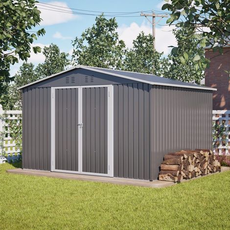 Abri de jardin en métal XXL 300x252x191 cm, cabanon gris anthracite à toit pignon