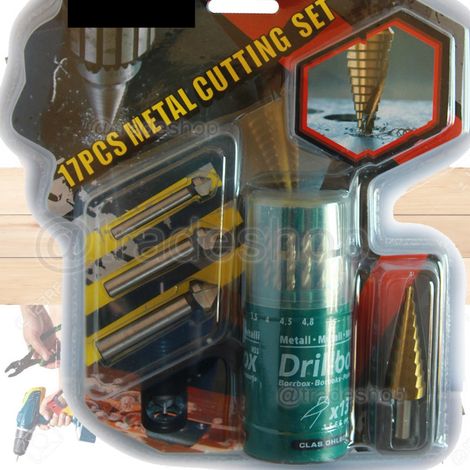 TrAdE Shop Traesio - Kit 17 Pezzi Punte Frese Allargafori Per Trapano Svasatore Scalino Per Metallo -
