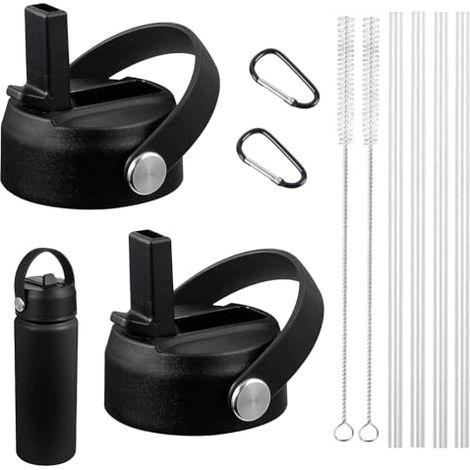 Pack Straw Lids for Hydro Flask, Modern and Simple Lid with Straws, Comes with Cleaning Brush and Carabiner, Straw Lid for Hydro Flask Wide Mouth (58.8 mm)
