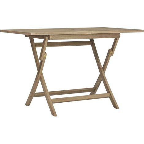 Table de jardin pliante, grise, 120x70x75 cm, teck massif. (1/5)