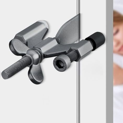 Butée de porte portable et réglable - Idéale pour la sécurité des chambres d'hôtel, pour portes s'ouvrant vers l'intérieur - 1 pièce, grise (1/4)