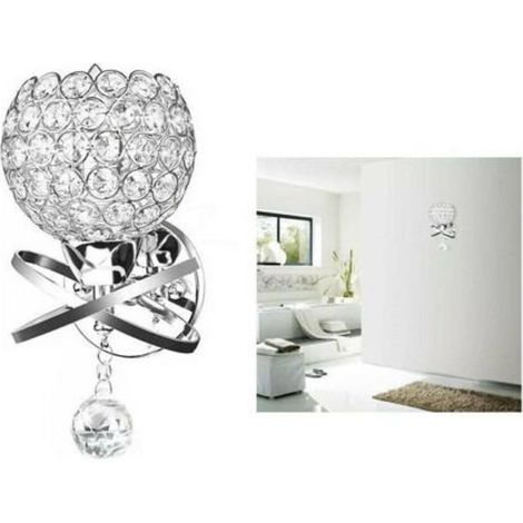 TrAdE Shop Traesio - Applique Da Parete Moderno Paralume Con Cristalli Acrilico E Pendente -